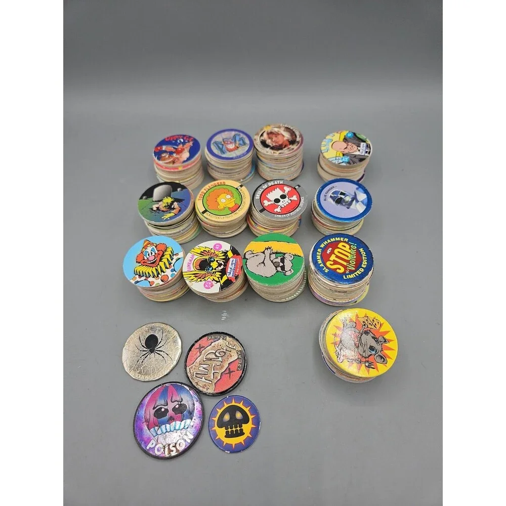 Vintage POGS Lot Of Over 320 Pieces W/ Slammers 90s Bart Jurassic Rangers Poison